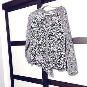 Mystree Leopard blouse- front tie
